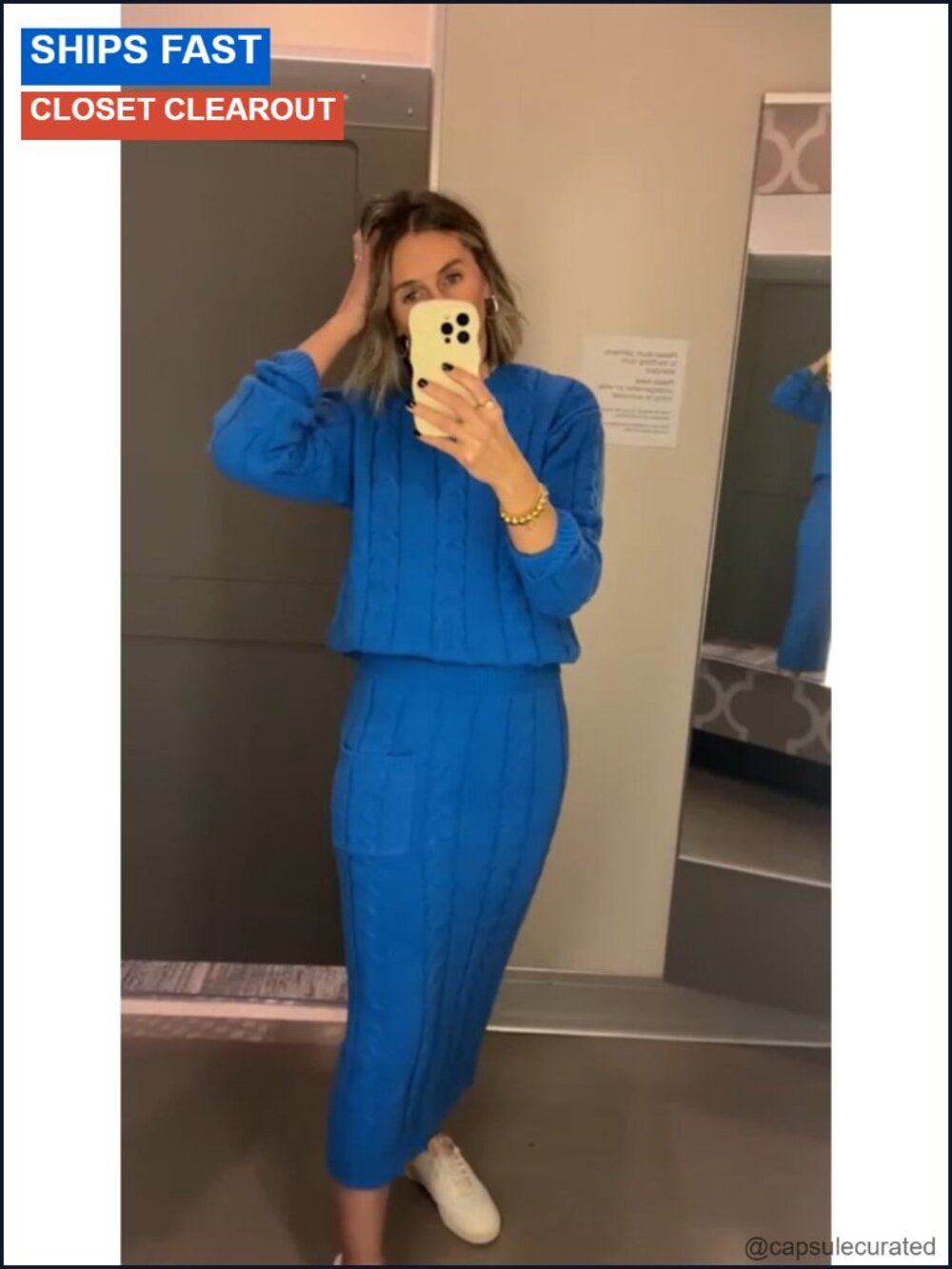 Chunky Cable Knit Sweater Skirt Set 2 Piece Oversized Midi Outfit - Picture 6 of 6